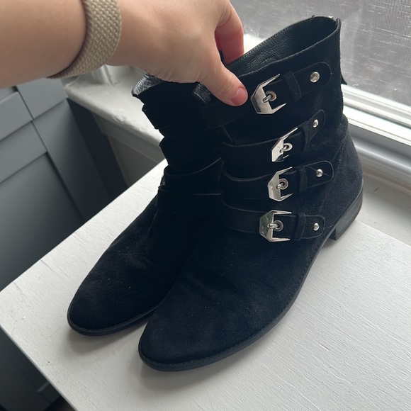 Black Suede Stuart Weitzman Booties - Picture 2 of 7